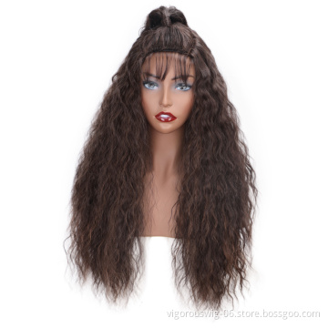 Vigorous 26 Inch Afro Kinky Hair Wigs for Black Women Brown Color Synthetic Heat Resistant Fiber African American Wigs